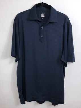 FootJoy FJ Mens Size Med M Blue Performance Stripe Short Sleeve Polo Golf Shirt